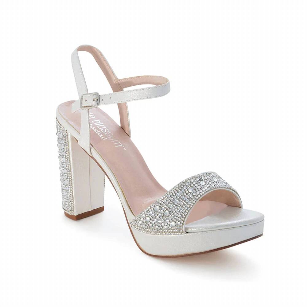 NEW DE BLOSSOM COLLECTION women's shimmer platform heels in silver